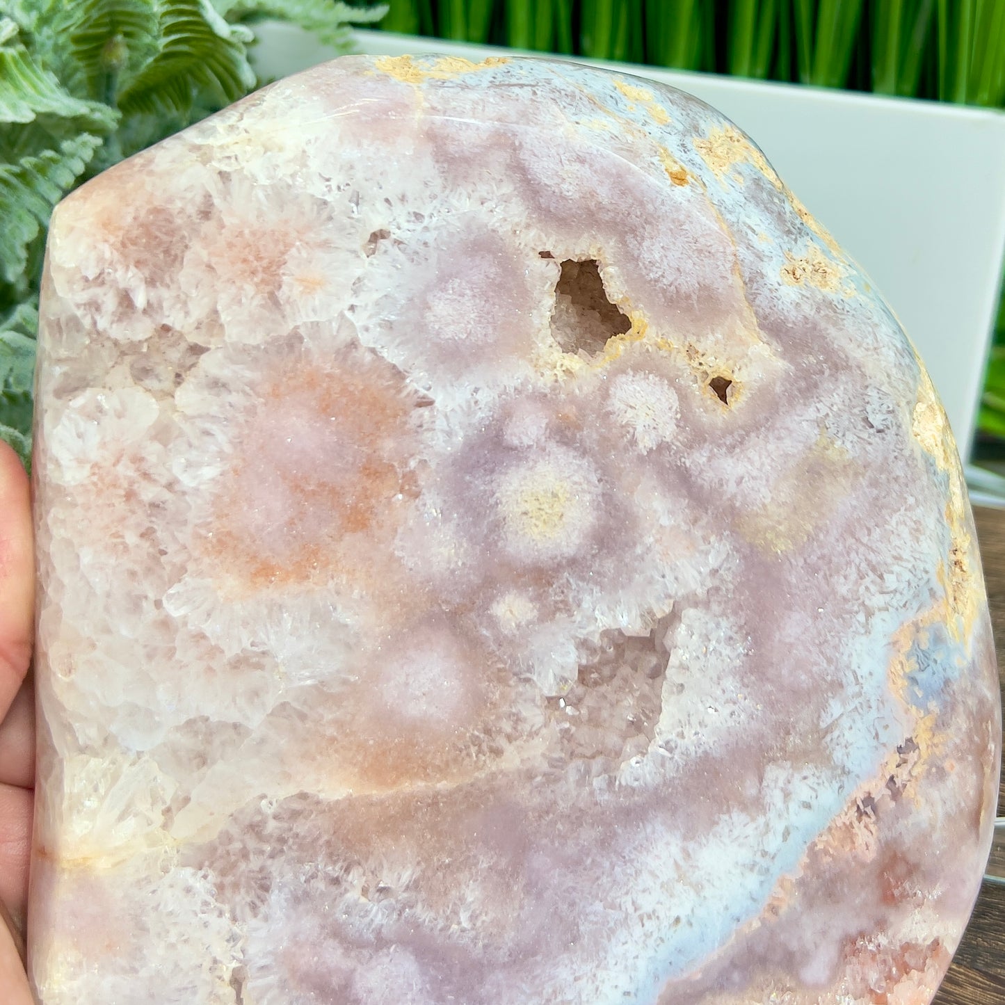 Pink Amethyst Quartz Free Form with Stand Natural Crystal 1244g