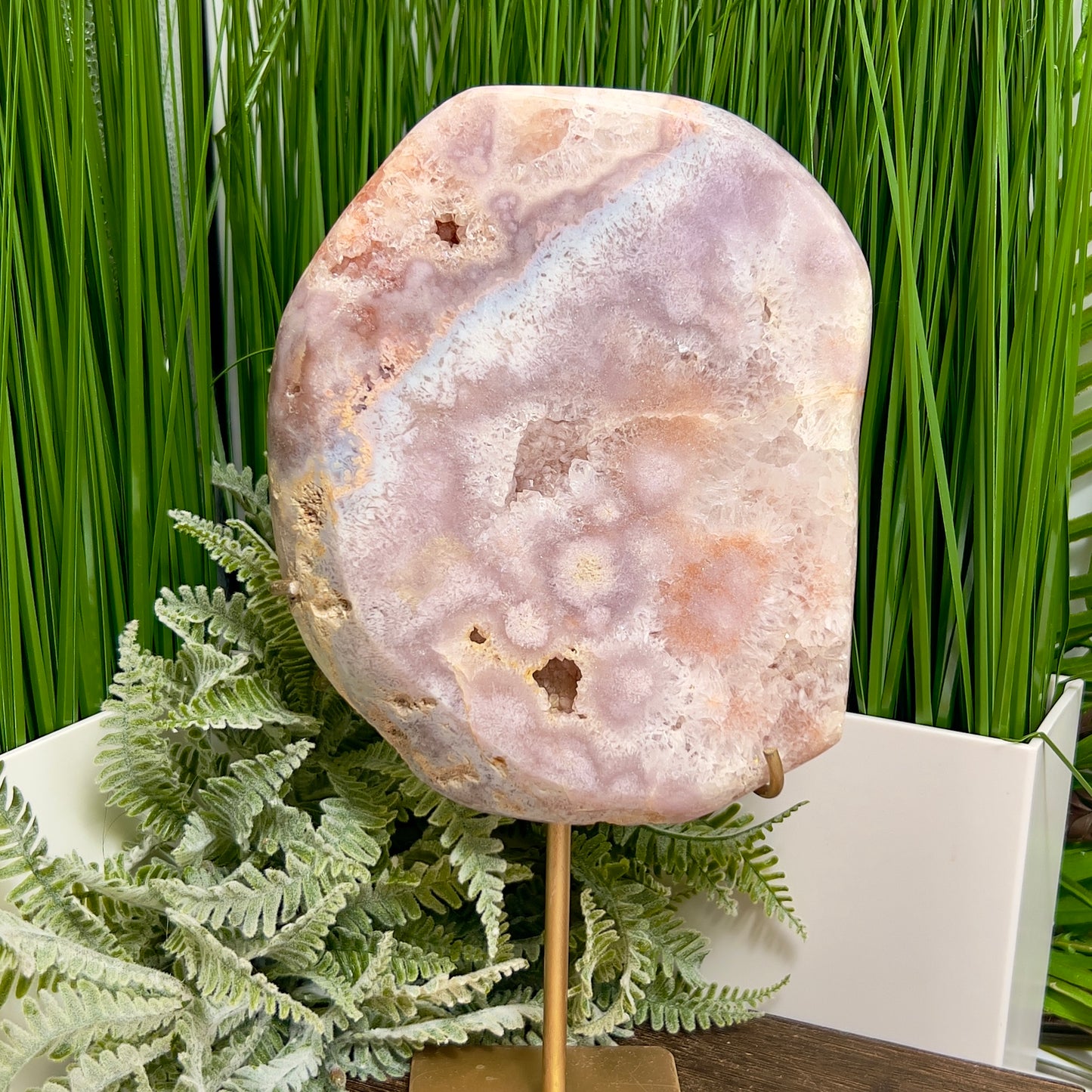 Pink Amethyst Quartz Free Form with Stand Natural Crystal 1244g