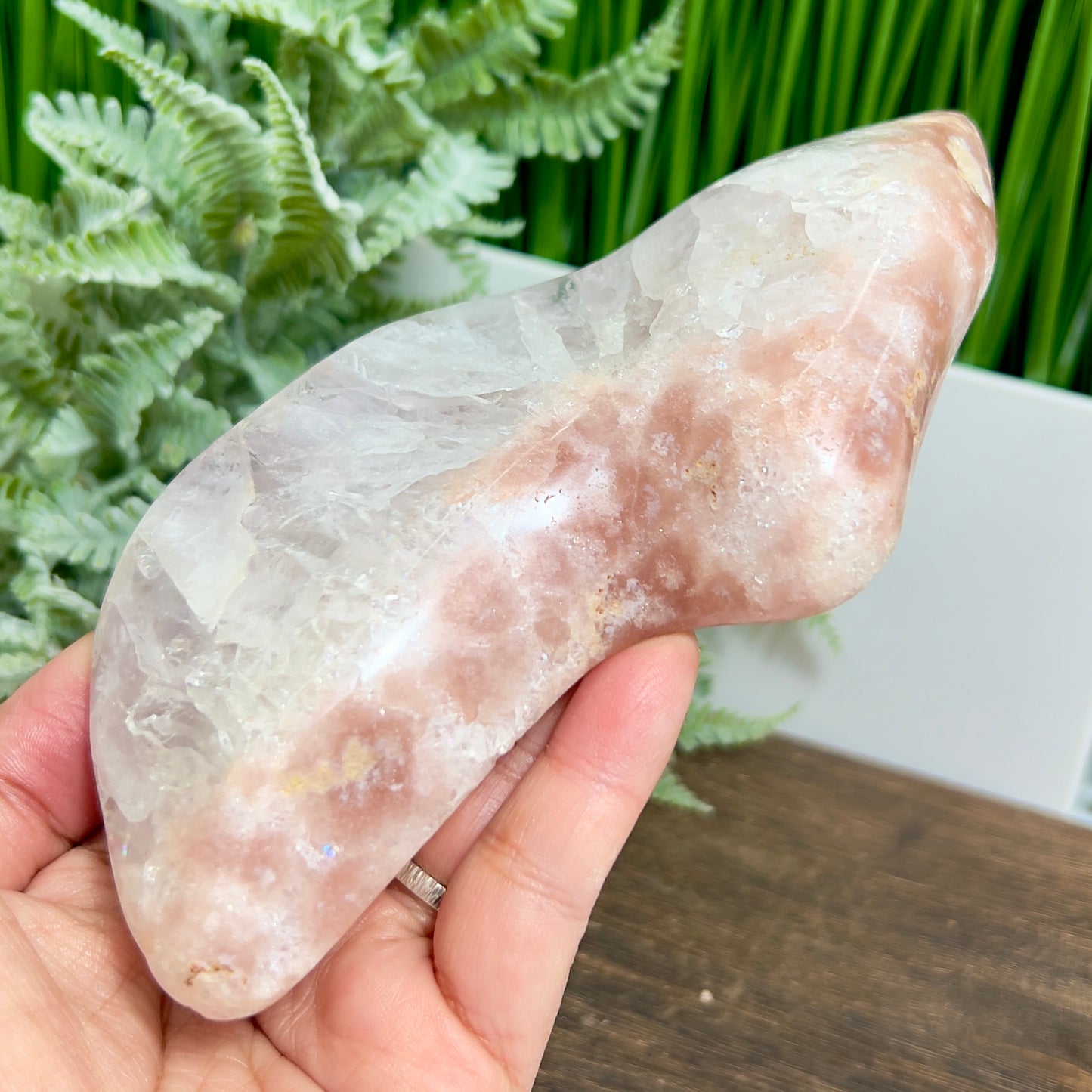 Pink Amethyst Quartz Free Form with Stand Natural Crystal 520g