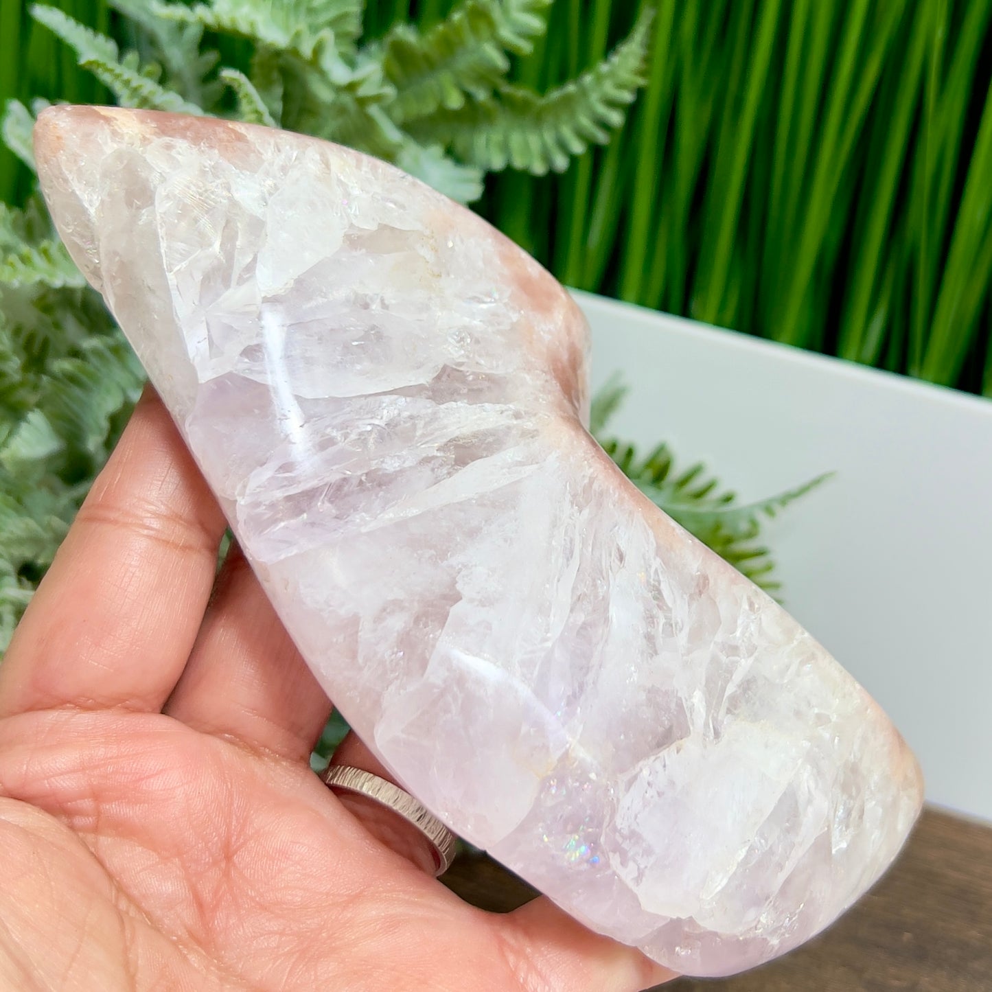 Pink Amethyst Quartz Free Form with Stand Natural Crystal 520g