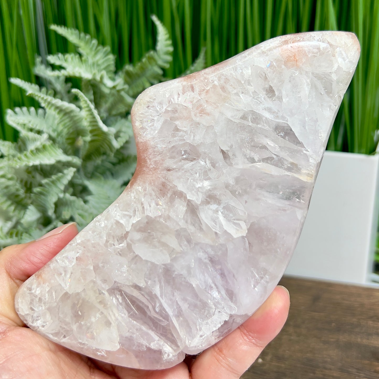 Pink Amethyst Quartz Free Form with Stand Natural Crystal 520g