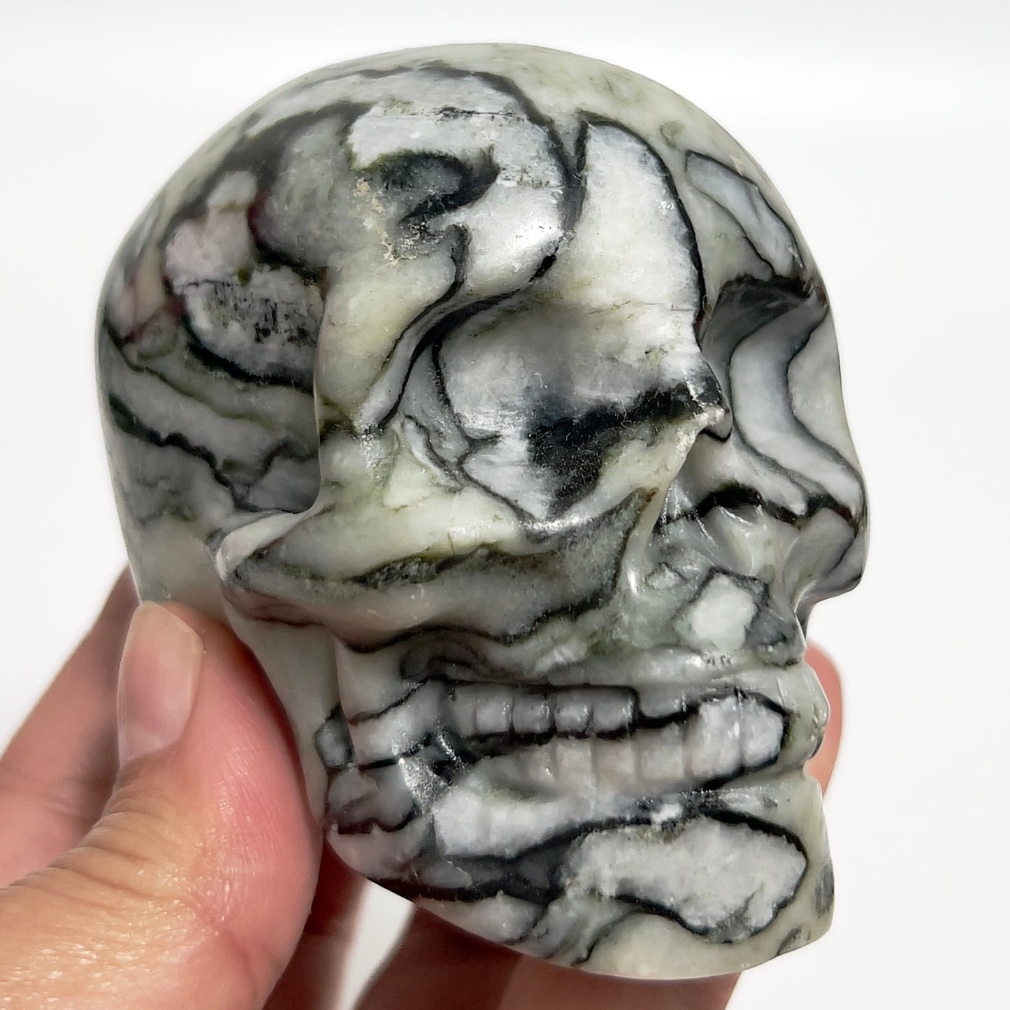 Jade Skull Healing Crystal Carving 466g