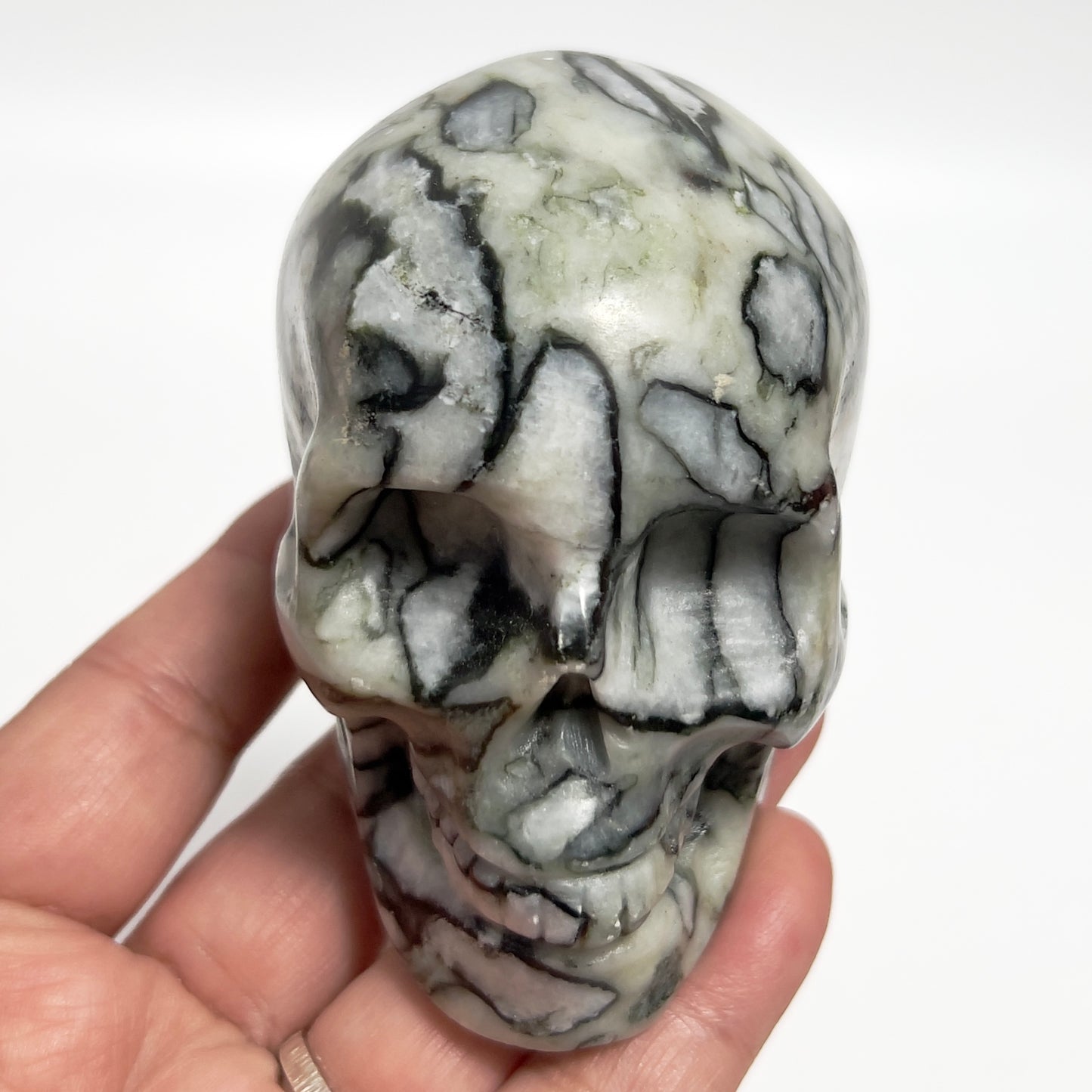 Jade Skull Healing Crystal Carving 466g