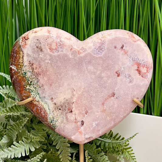 Pink Amethyst Heart with Stand Natural Healing Crystal 954g