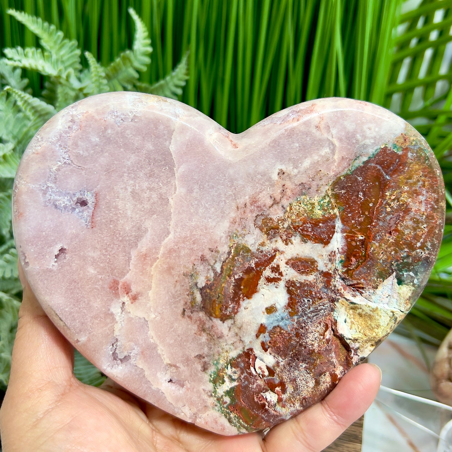 Pink Amethyst Heart with Stand Natural Healing Crystal 954g