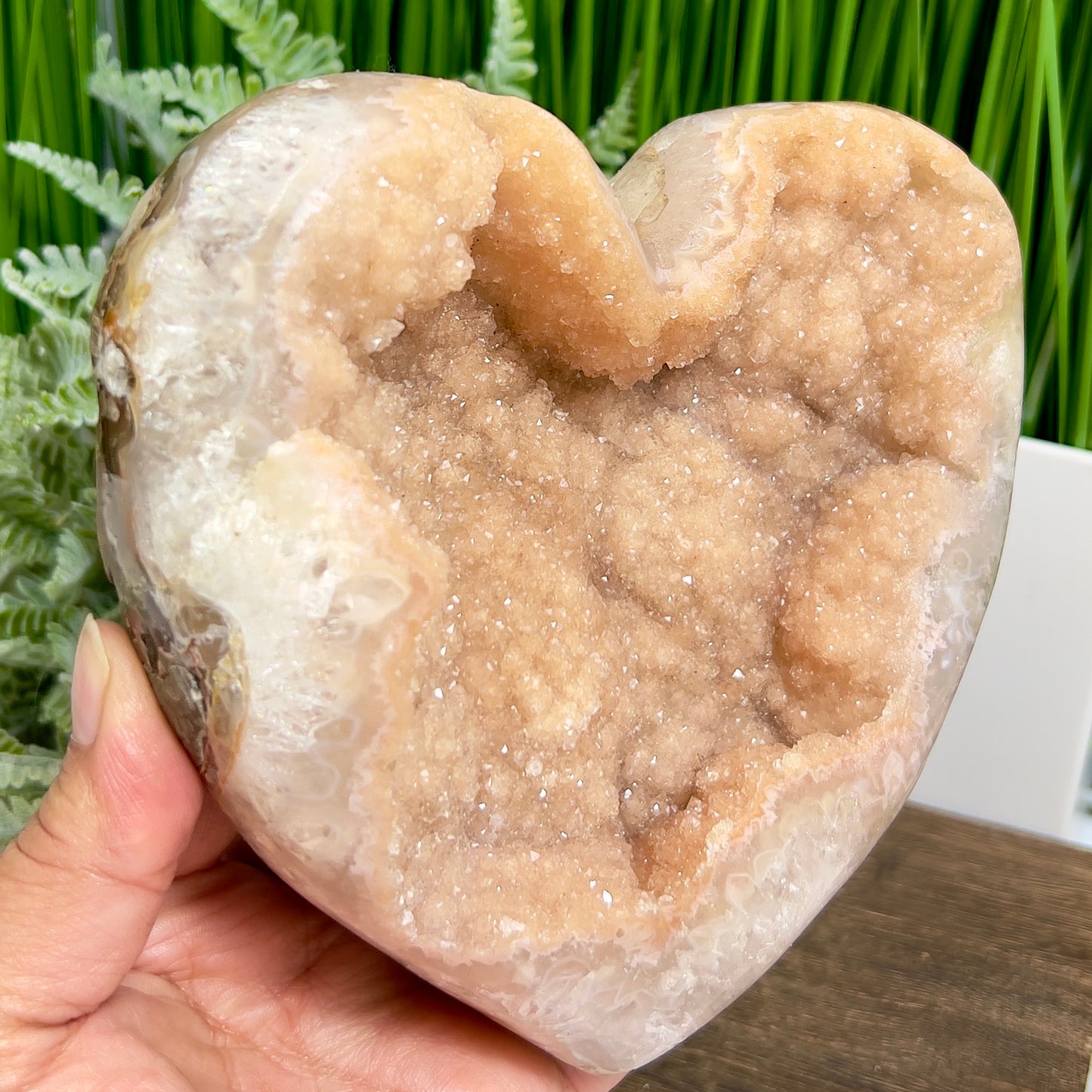 Pink Amethyst Quartz Heart with Stand Natural Healing Crystal 1466g