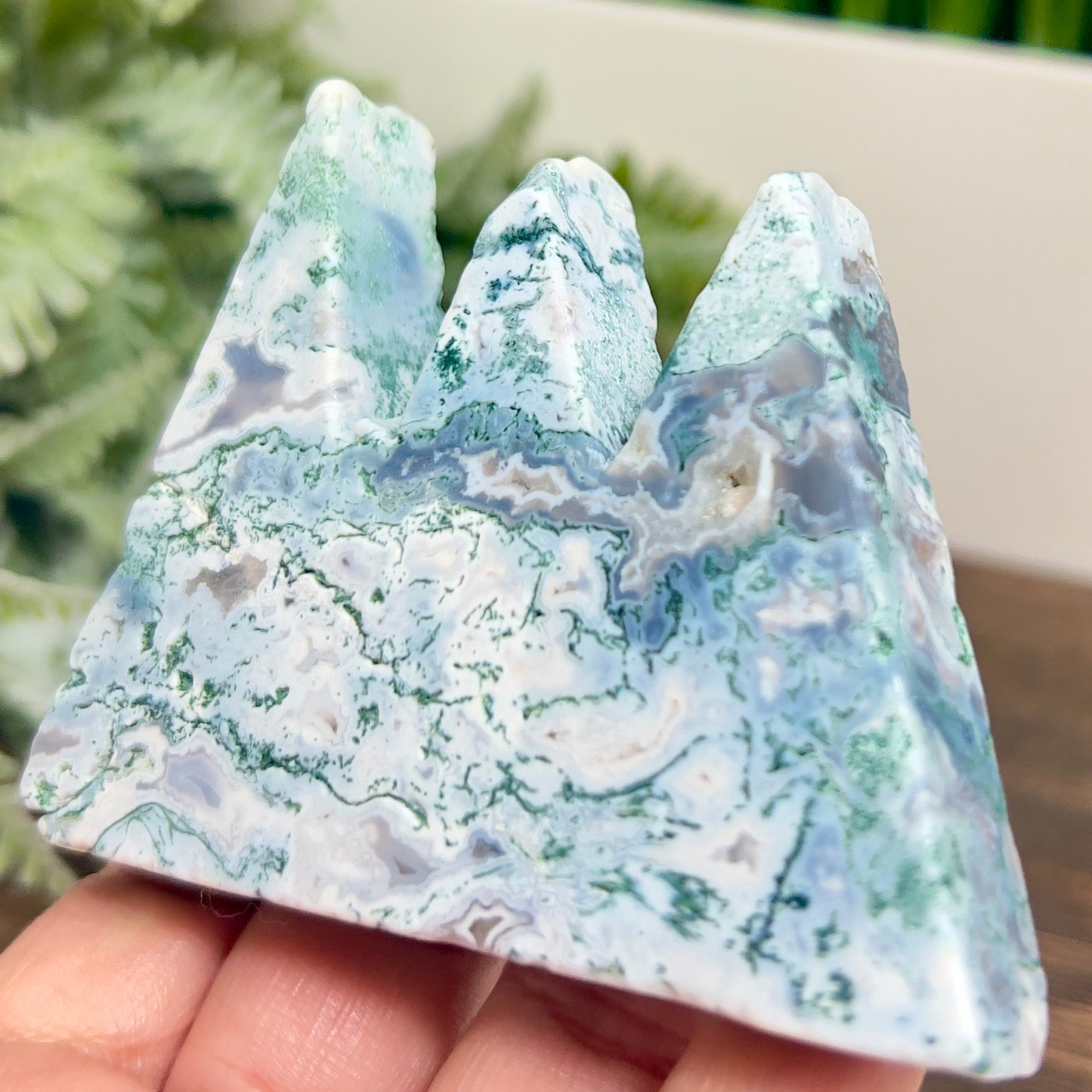 Tree Agate Mountain Hills Healing Crystal Carving 152g