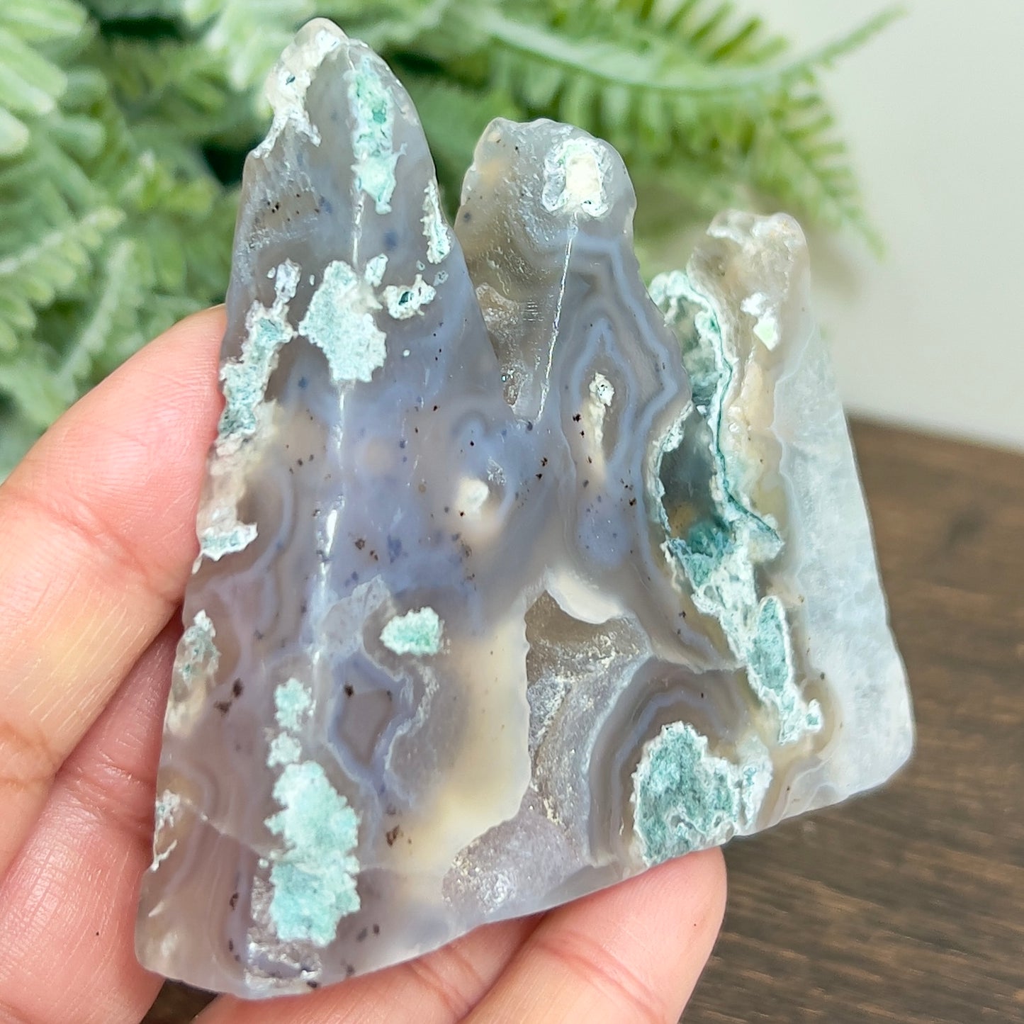 Moss Agate Mountain Hills Healing Crystal Carving 148g