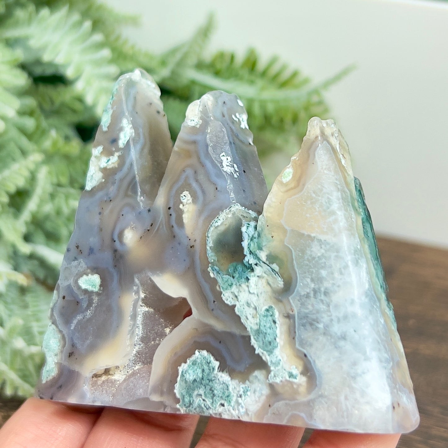 Moss Agate Mountain Hills Healing Crystal Carving 148g