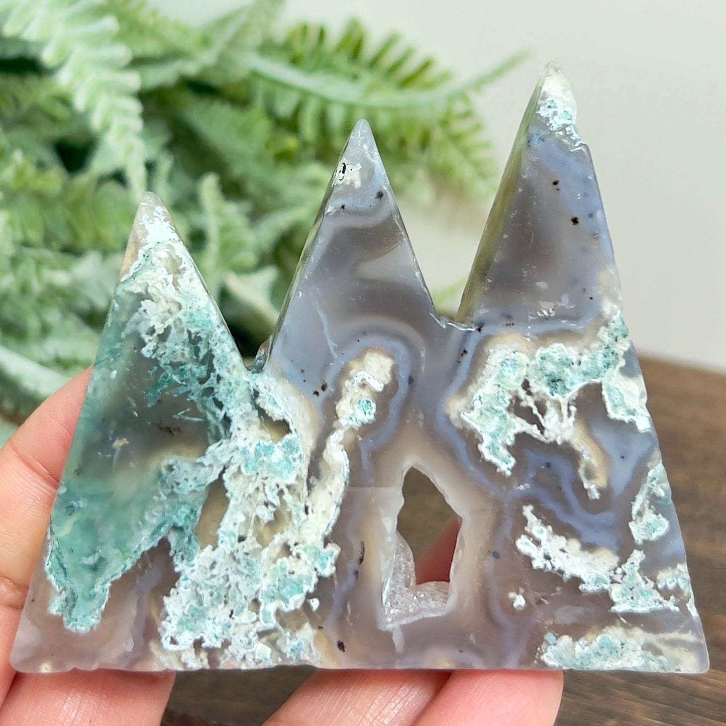 Moss Agate Mountain Hills Healing Crystal Carving 148g