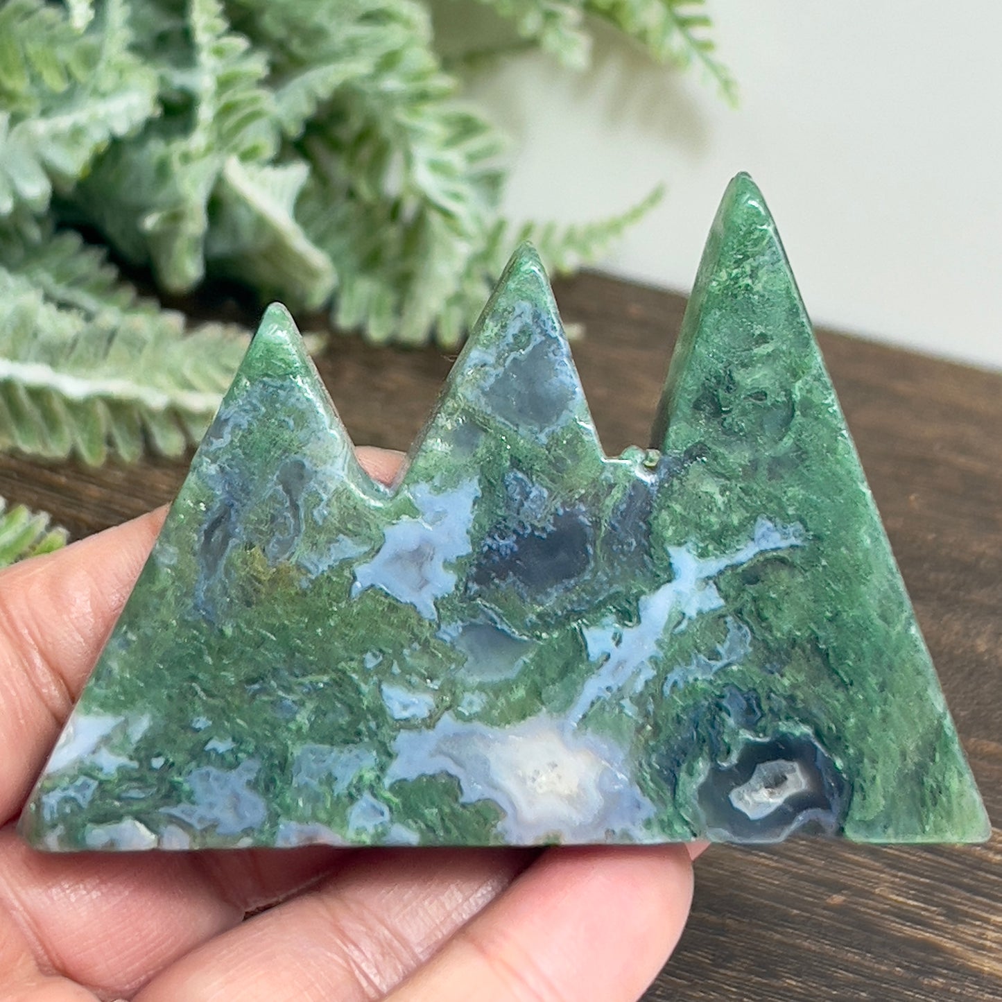 Moss Agate Mountain Hills Healing Crystal Carving 120g