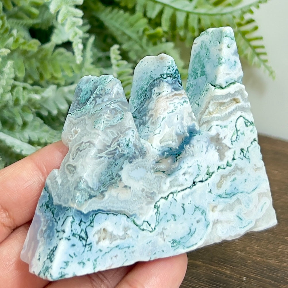 Tree Agate Mountain Hills Healing Crystal Carving 151g