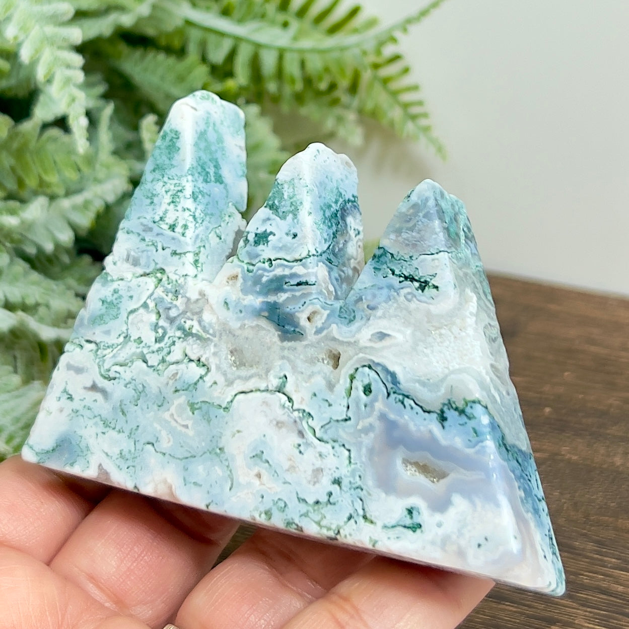 Tree Agate Mountain Hills Healing Crystal Carving 151g