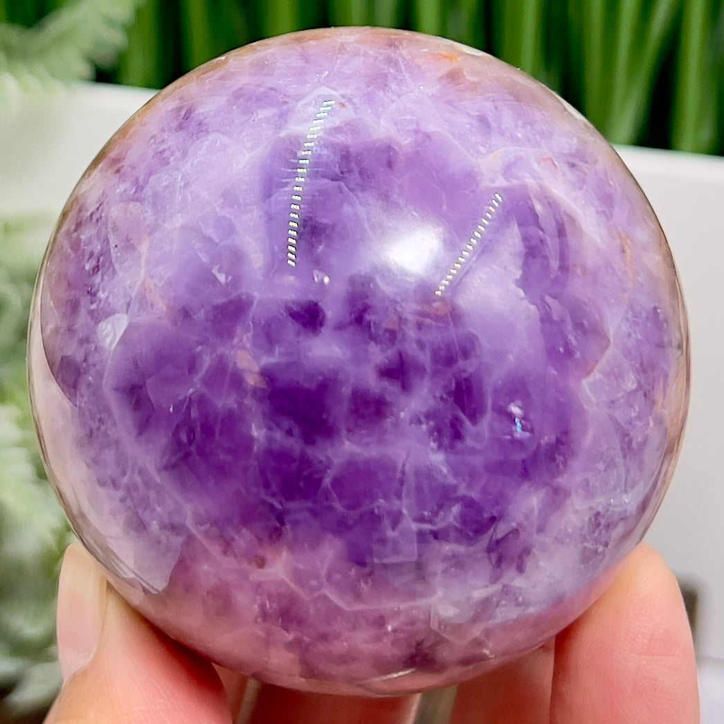 Amethyst with Mexican Lace Agate Purple Sphere Healing Crystal Ball 394g 66mm