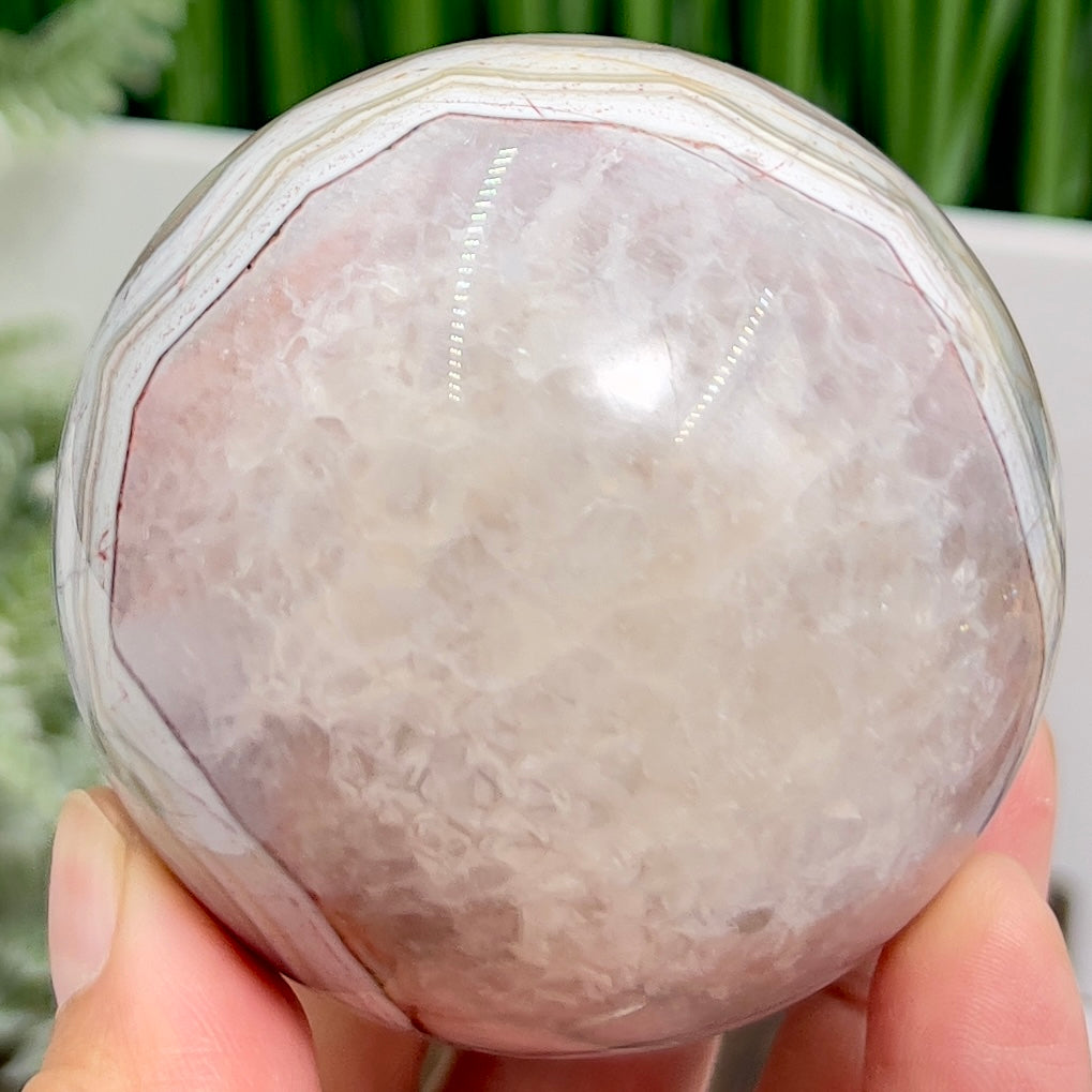 Amethyst with Mexican Lace Agate Purple Sphere Healing Crystal Ball 394g 66mm