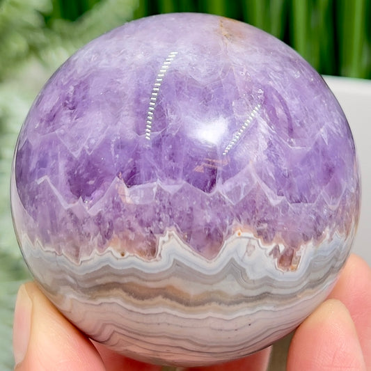 Amethyst with Mexican Lace Agate Purple Sphere Healing Crystal Ball 322g 61mm