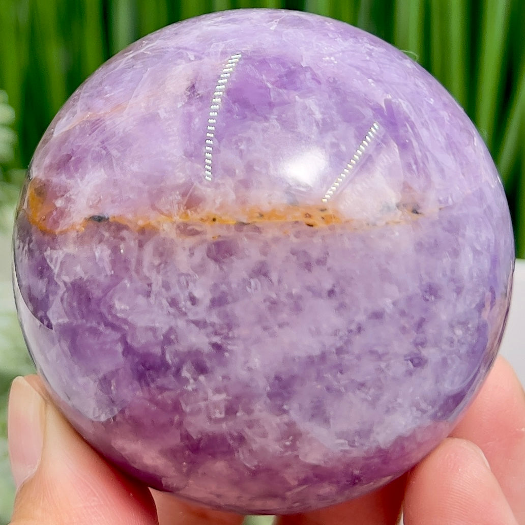 Amethyst with Mexican Lace Agate Purple Sphere Healing Crystal Ball 322g 61mm