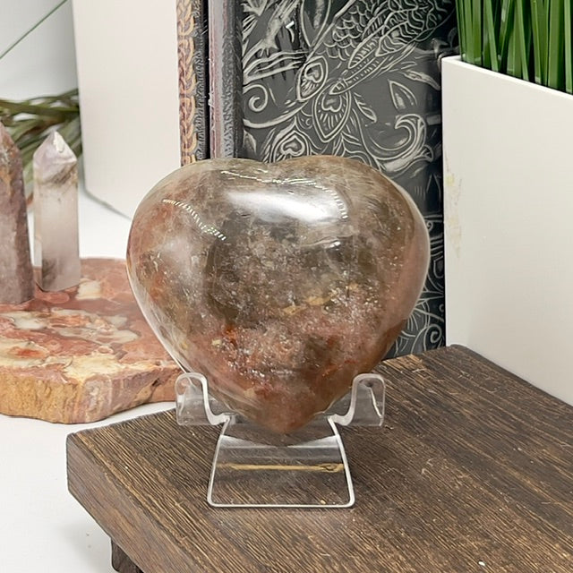 Golden Moonstone Heart Sunstone with Stand Healing Crystal Carving 406g