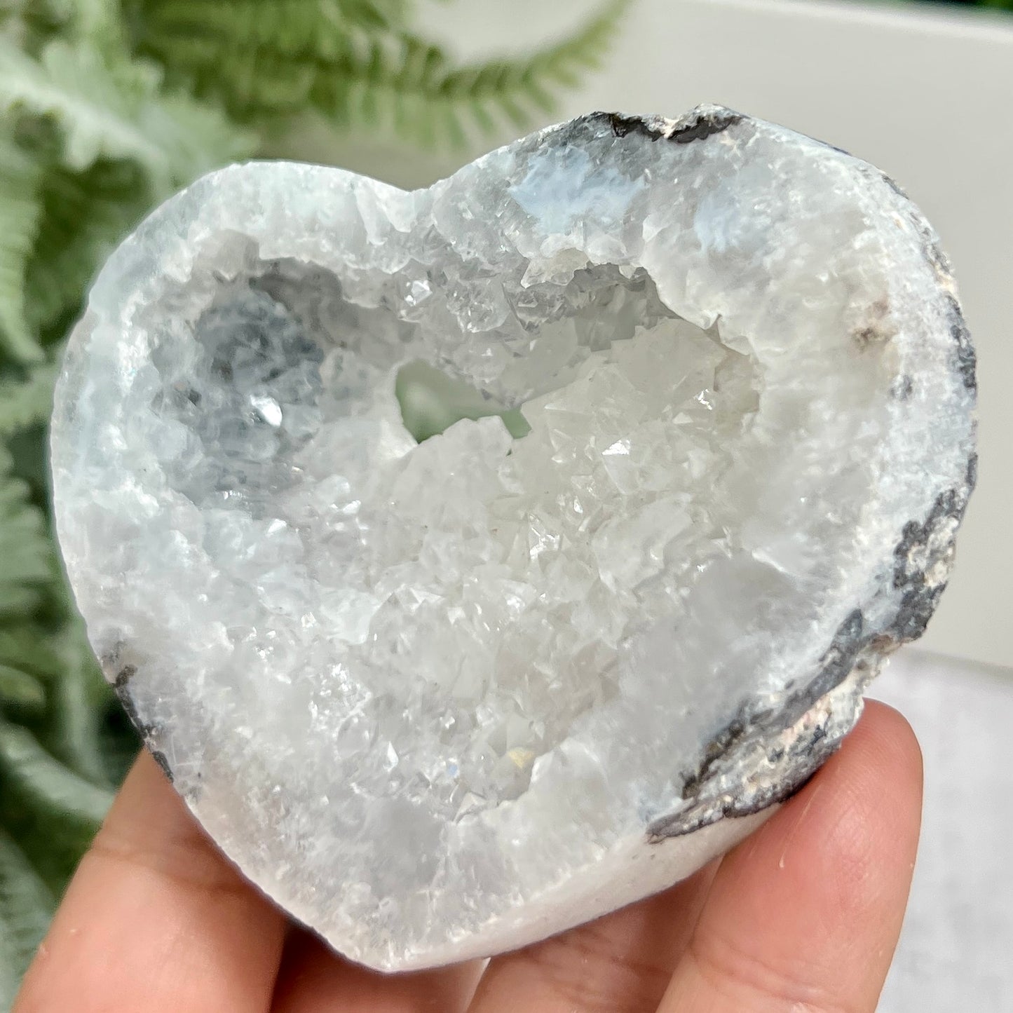 Trancas Quartz Heart Geode Slice Crystal Carving 138g