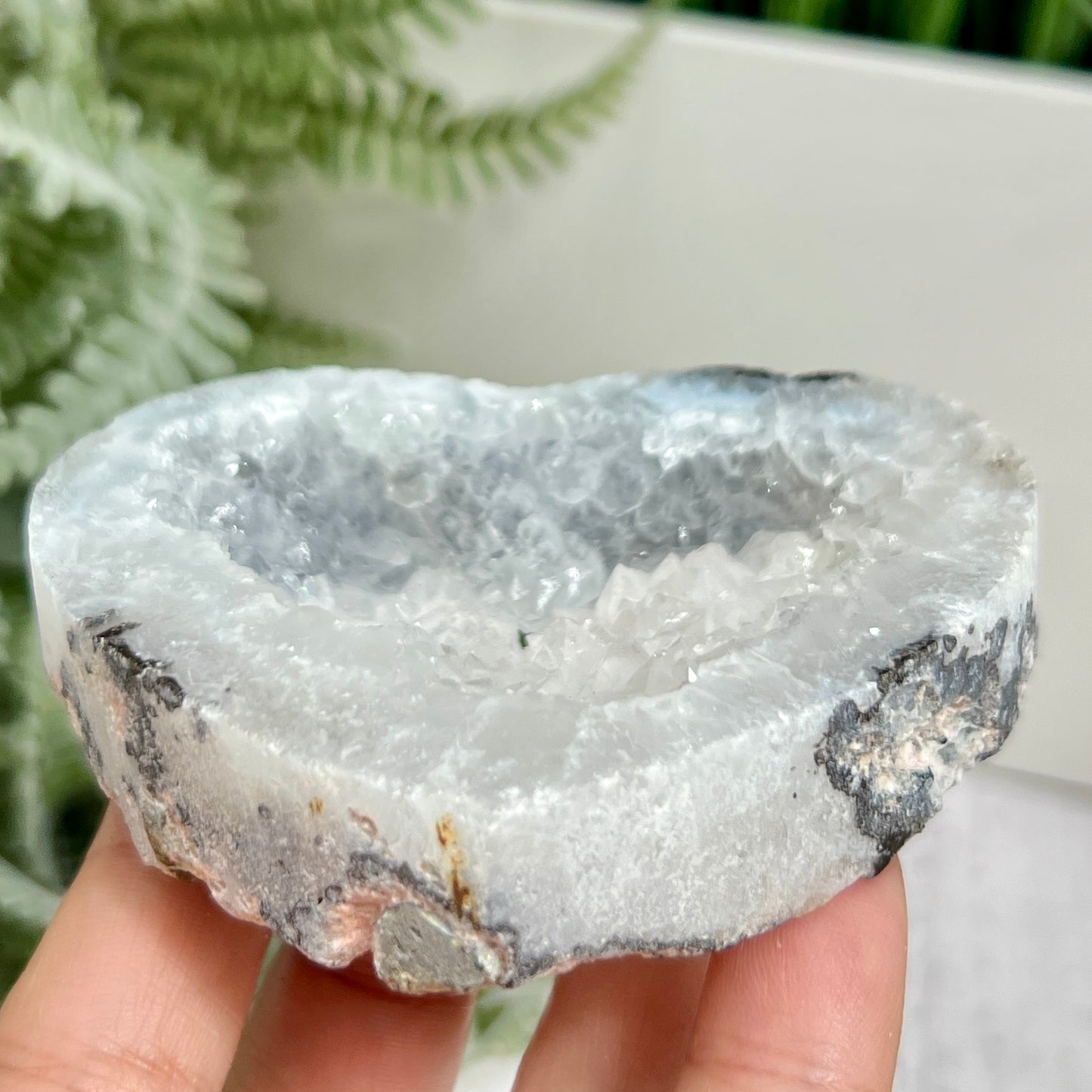 Trancas Quartz Heart Geode Slice Crystal Carving 138g