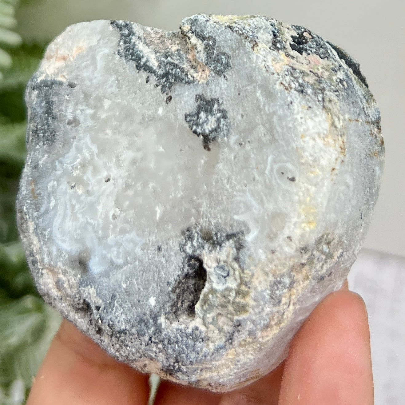 Trancas Quartz Heart Geode Slice Crystal Carving 124g