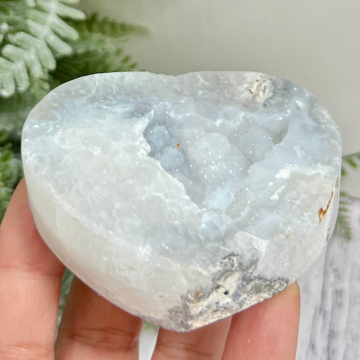 Trancas Quartz Heart Geode Slice Crystal Carving 144g