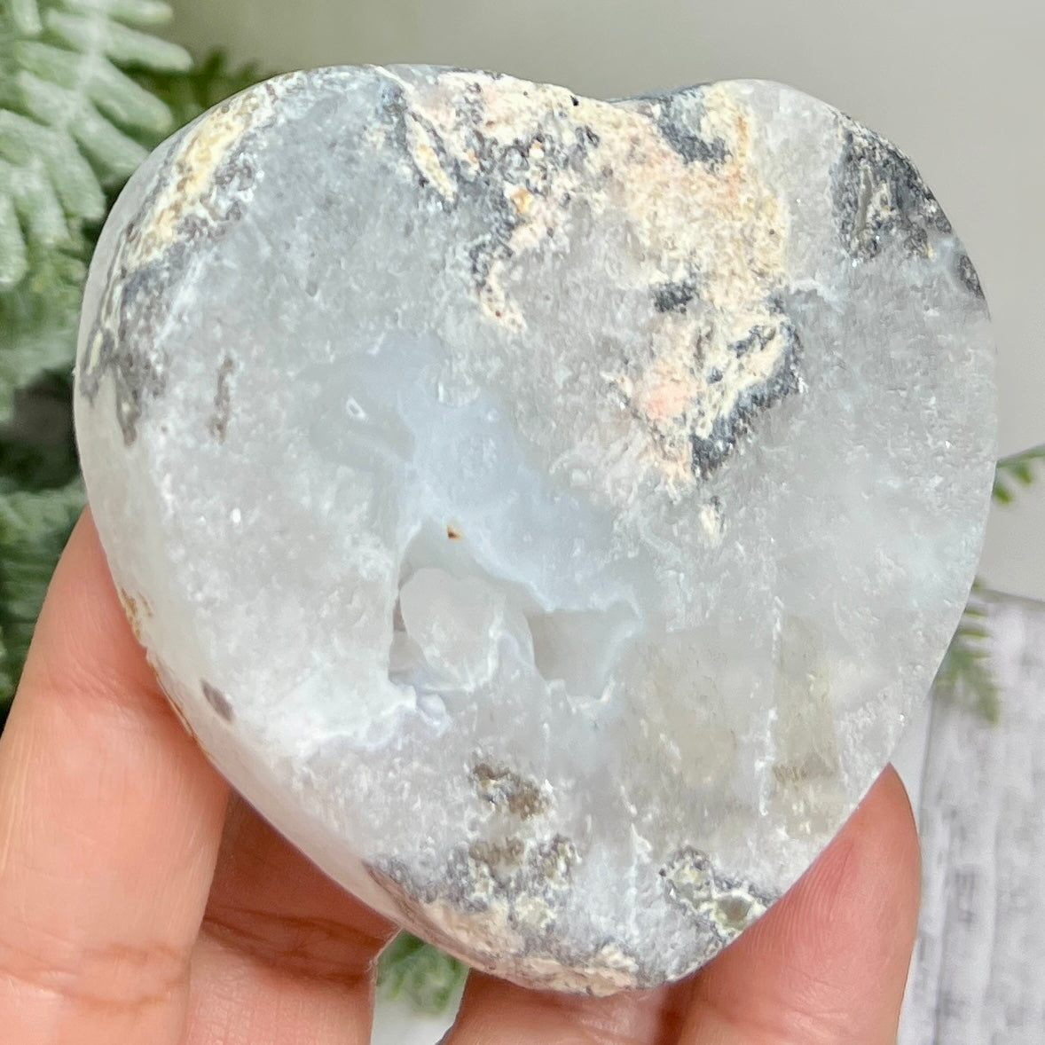 Trancas Quartz Heart Geode Slice Crystal Carving 144g