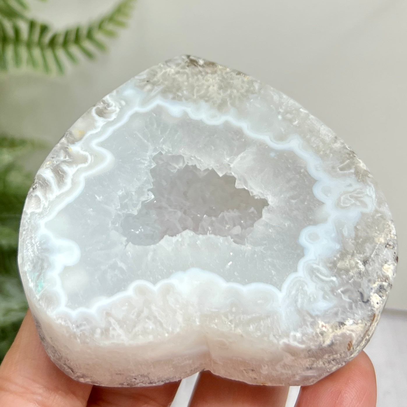 Trancas Quartz Heart Geode Slice Crystal Carving 180g