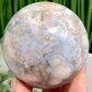 Flower Agate Pink Blue With Quartz Sphere Healing Crystal Ball 466g 70mm