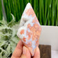 Pink Cotton Candy Agate Rhombus Diamond with Stand Healing Crystal Carving