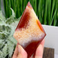 Carnelian Quartz Rhombus Diamond with Stand Healing Crystal Carving