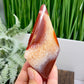 Carnelian Quartz Rhombus Diamond with Stand Healing Crystal Carving