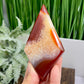 Carnelian Quartz Rhombus Diamond with Stand Healing Crystal Carving