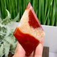 Carnelian Quartz Rhombus Diamond with Stand Healing Crystal Carving