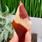 Carnelian Quartz Rhombus Diamond with Stand Healing Crystal Carving