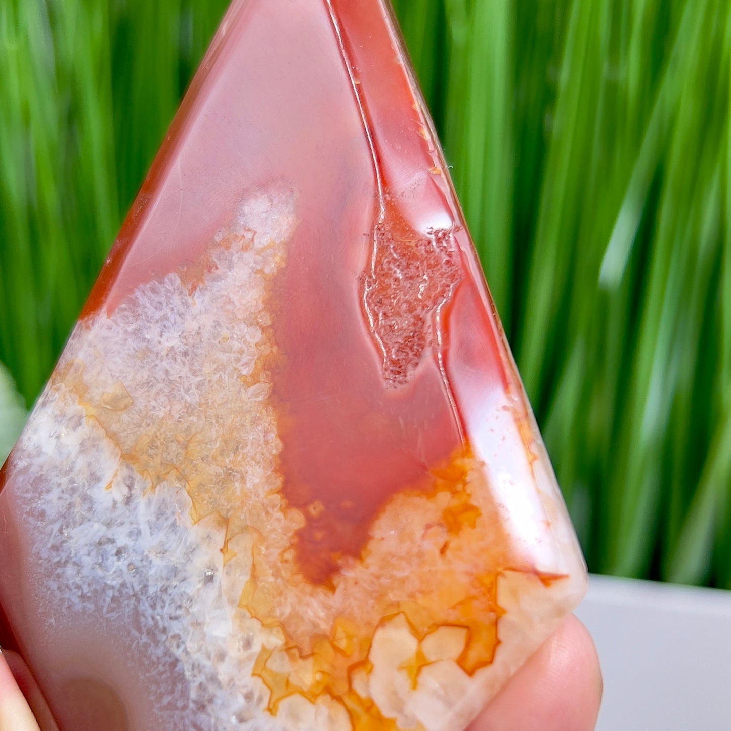 Carnelian Quartz Rhombus Display with Stand Healing Crystal Carving