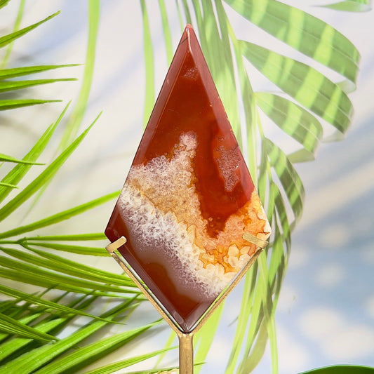 Carnelian Quartz Rhombus Display with Stand Healing Crystal Carving