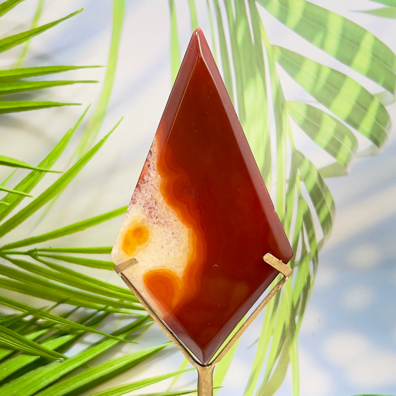 Carnelian Quartz Rhombus Display with Stand Healing Crystal Carving