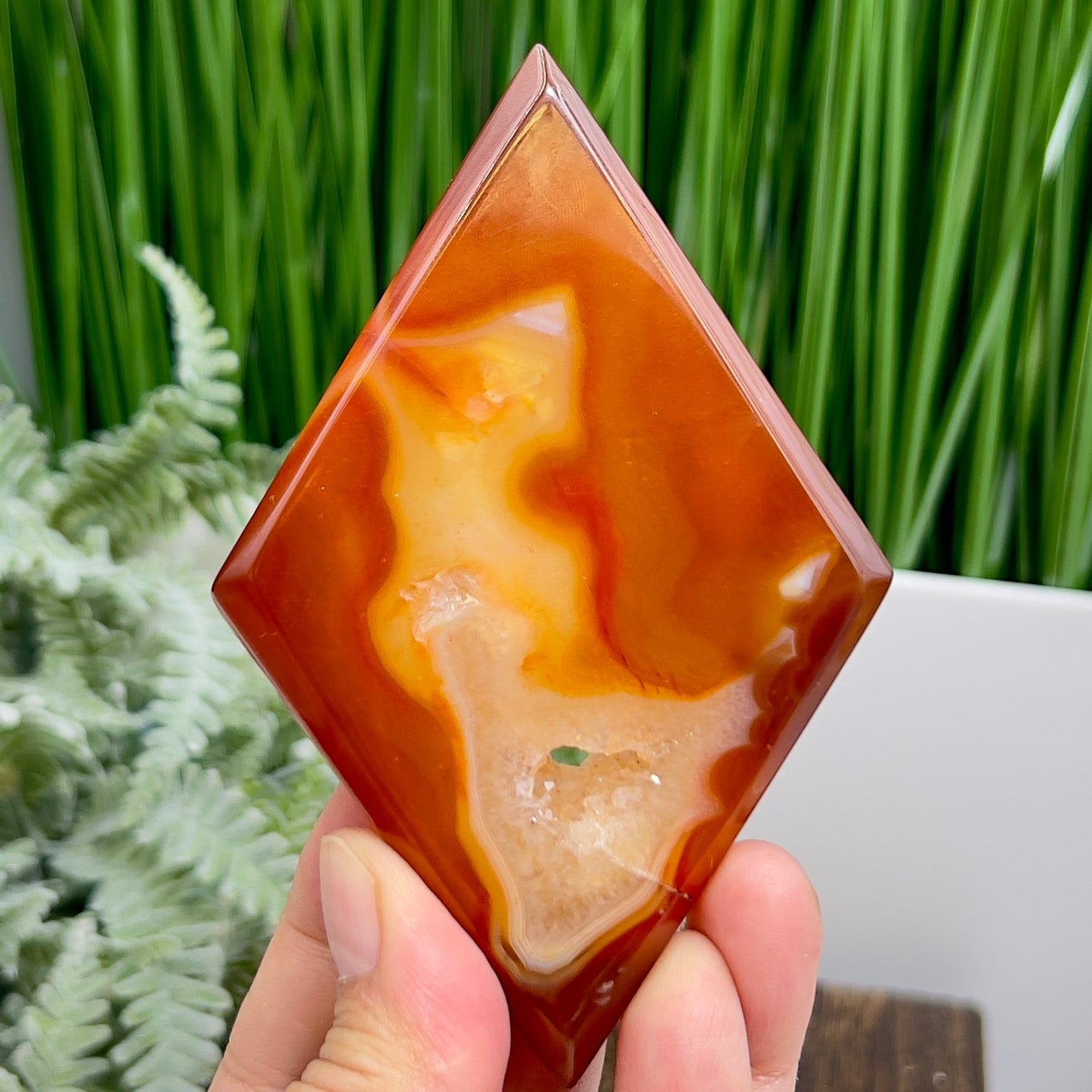 Carnelian Quartz Rhombus Display with Stand Healing Crystal Carving