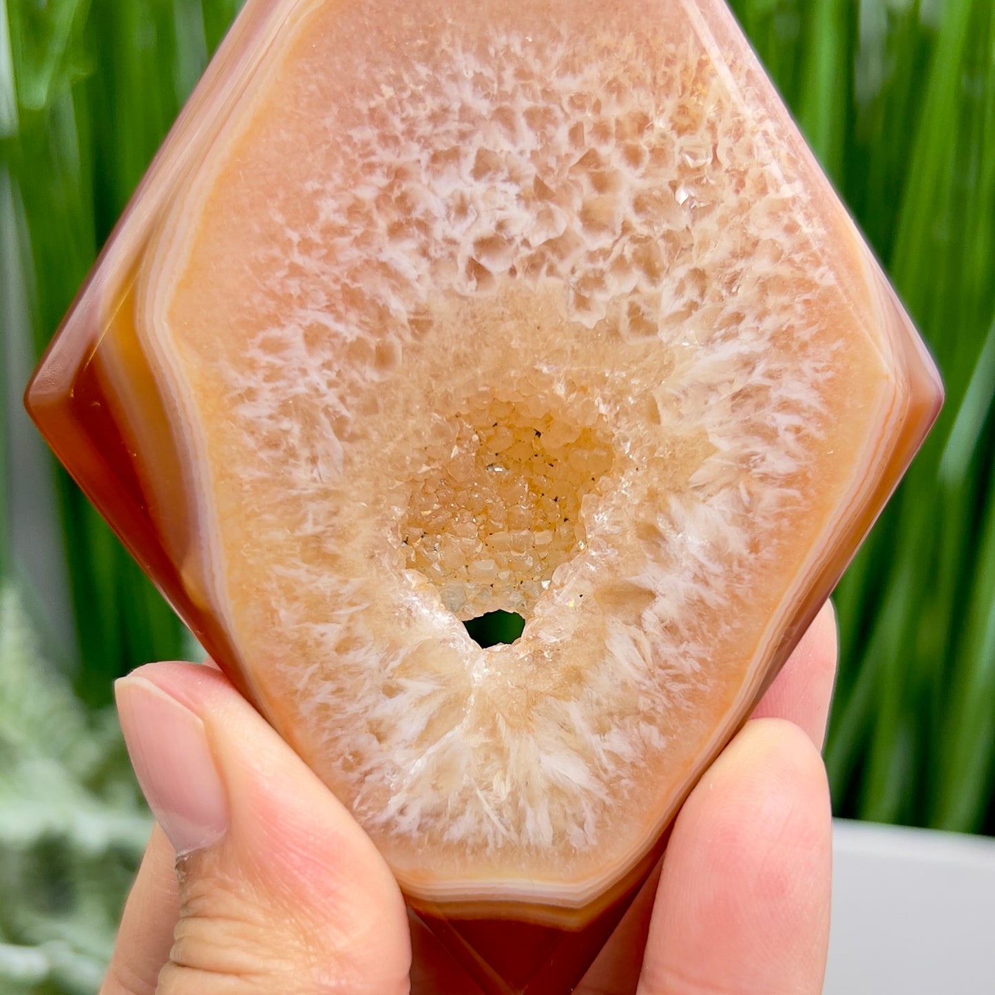 Carnelian Quartz Rhombus Display with Stand Healing Crystal Carving