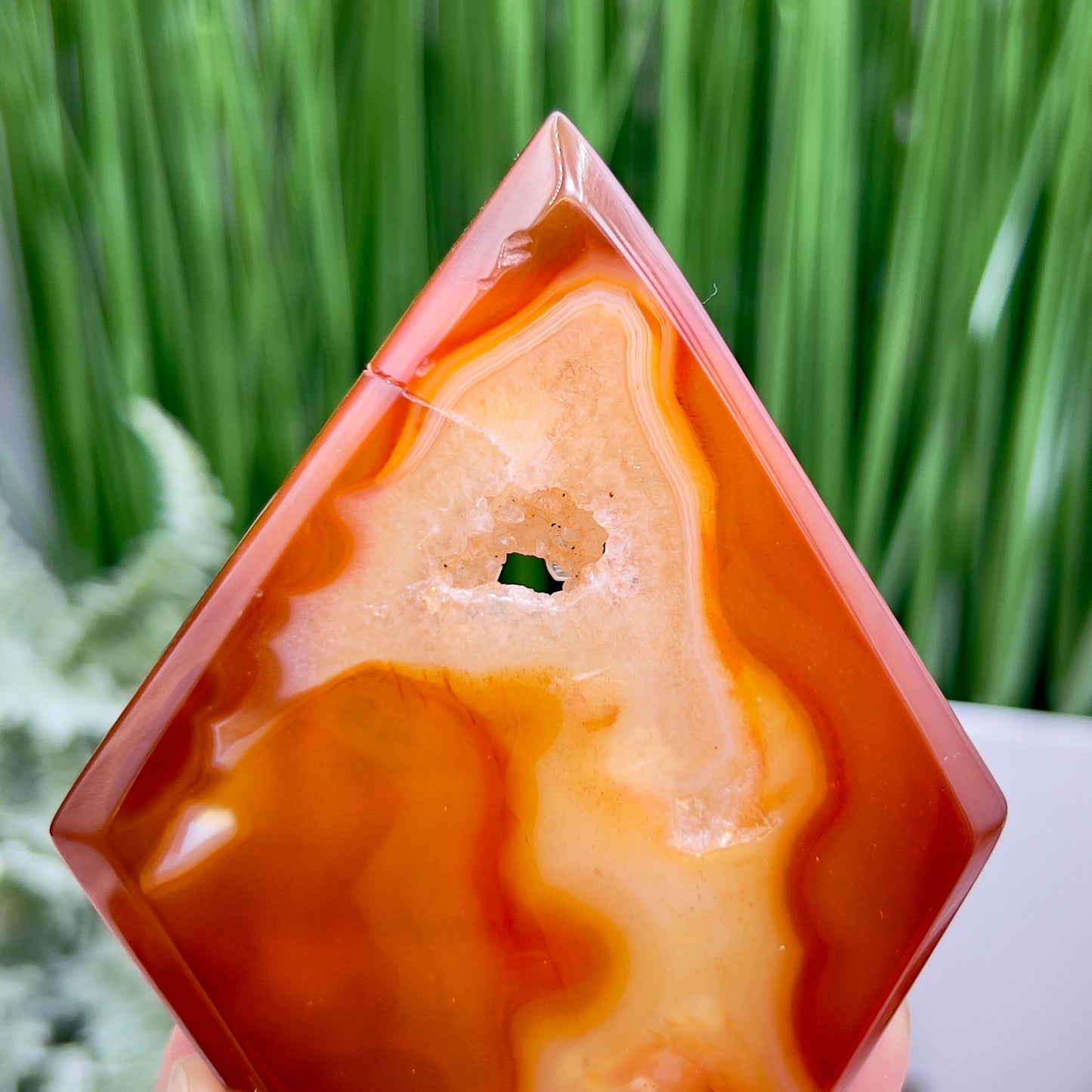 Carnelian Quartz Rhombus Display with Stand Healing Crystal Carving