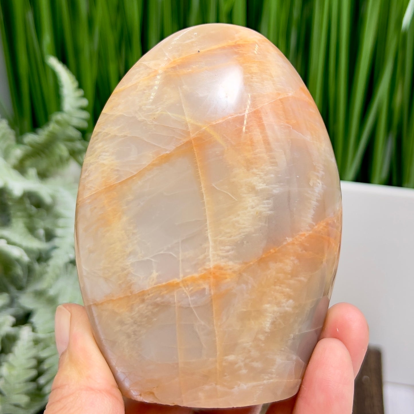 Moonstone Peach Free Form Healing Crystal Carving 378g