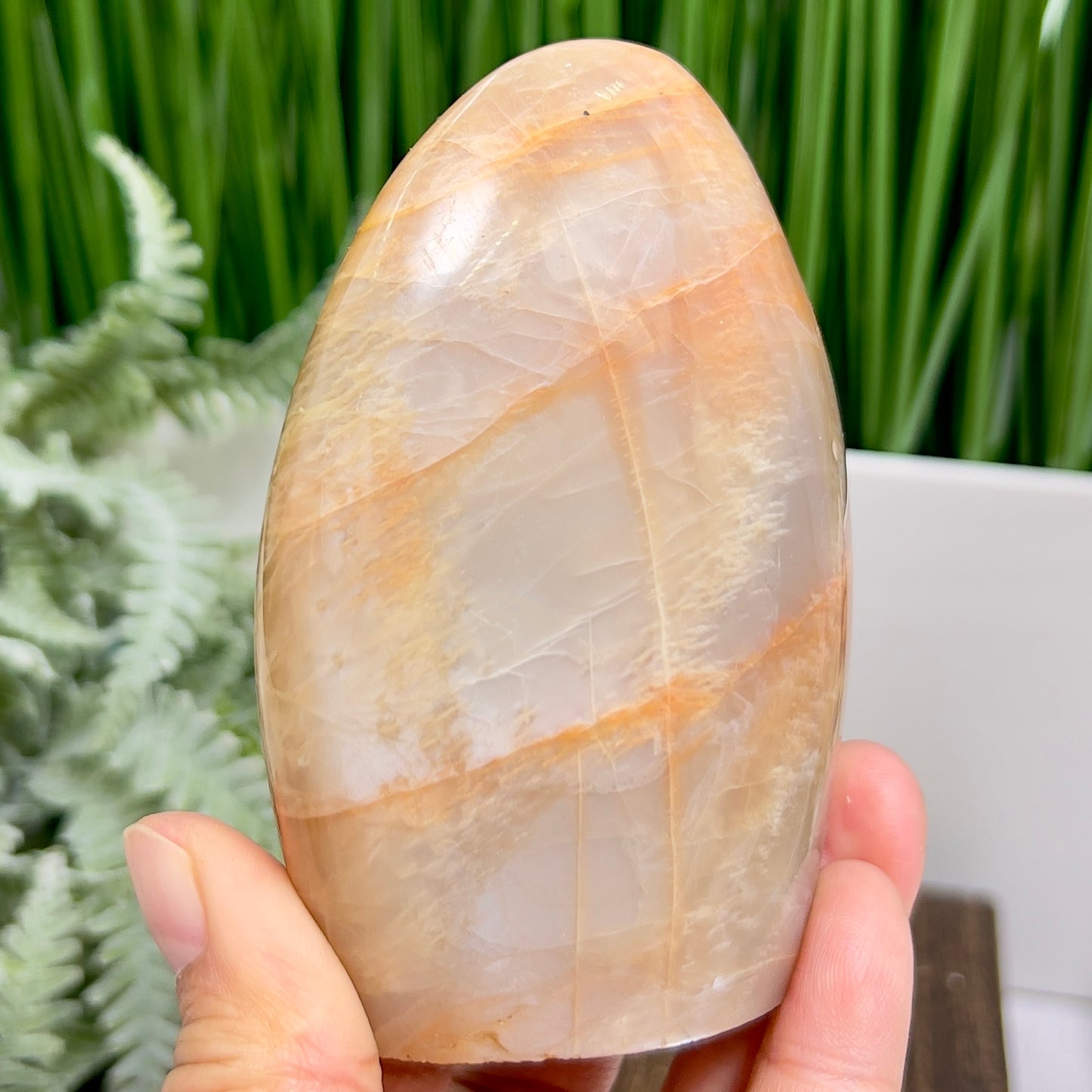 Moonstone Peach Free Form Healing Crystal Carving 378g