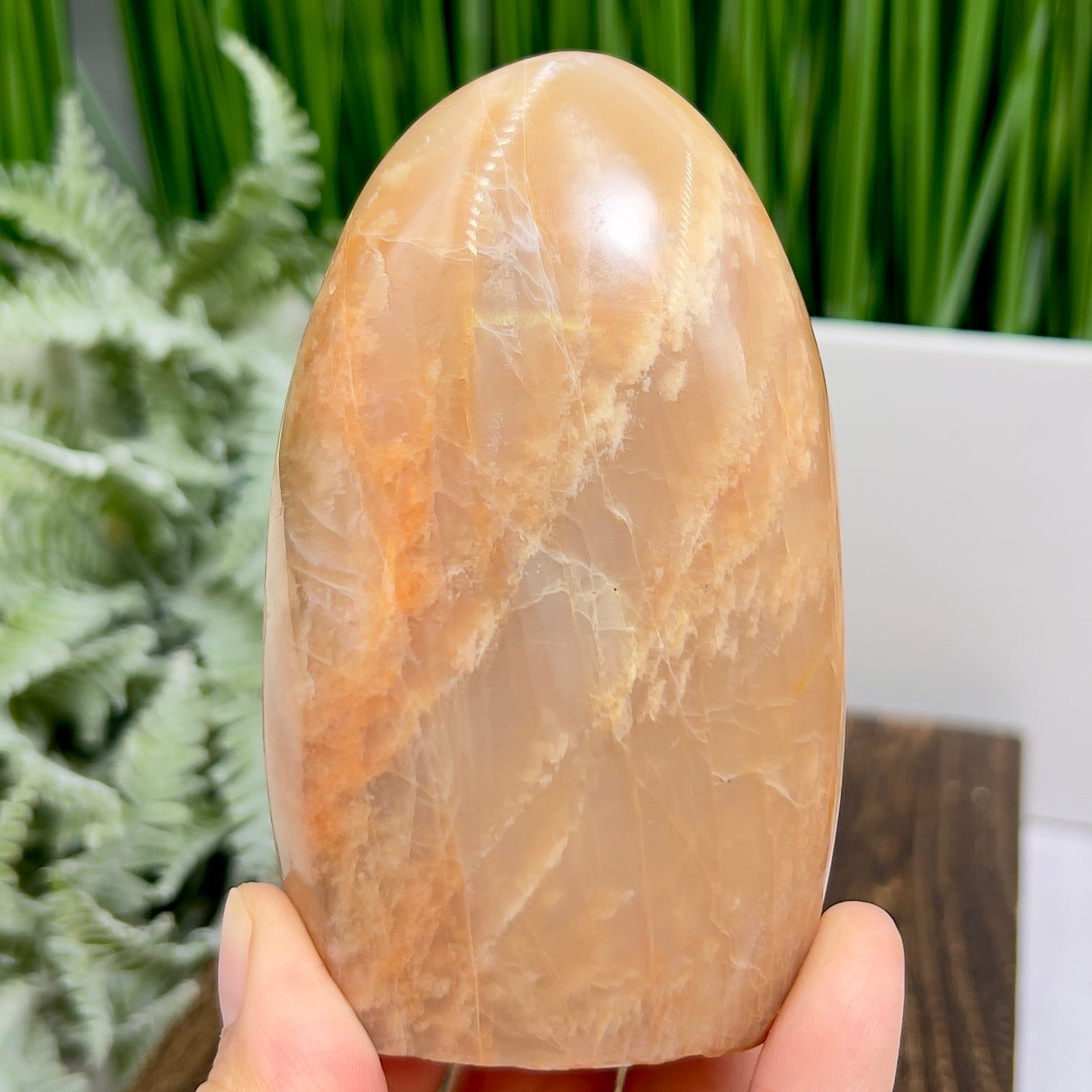 Moonstone Peach Free Form Healing Crystal Carving 322g