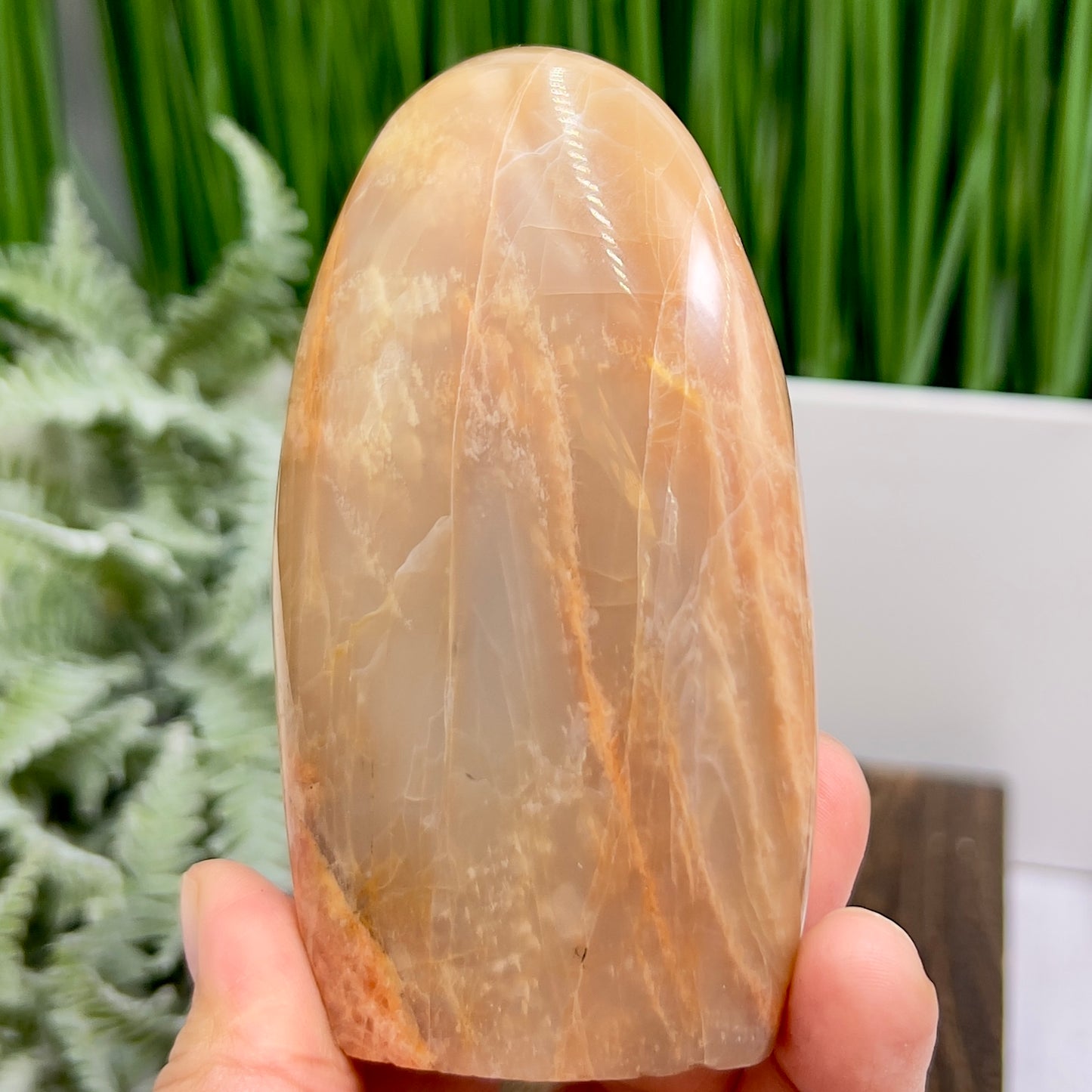 Moonstone Peach Free Form Healing Crystal Carving 322g