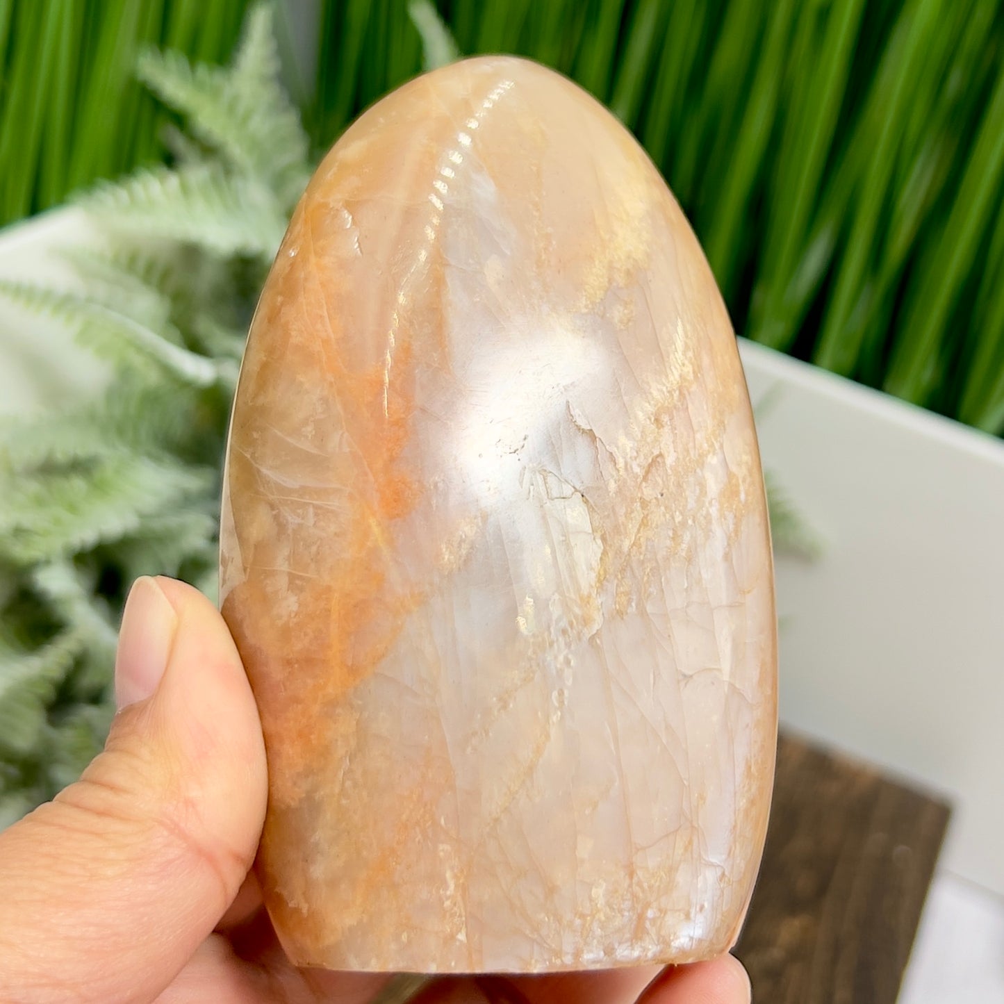 Moonstone Peach Free Form Healing Crystal Carving 322g