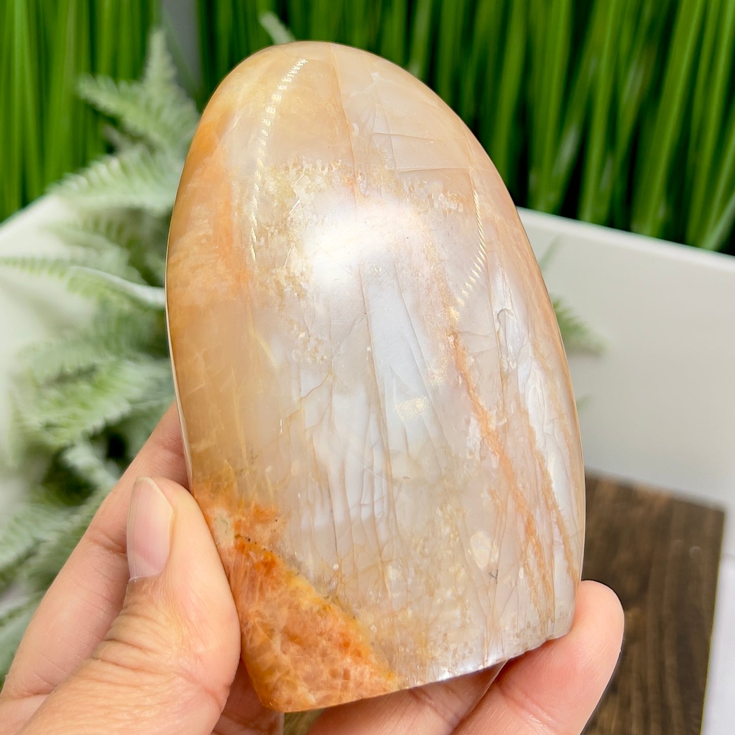 Moonstone Peach Free Form Healing Crystal Carving 322g