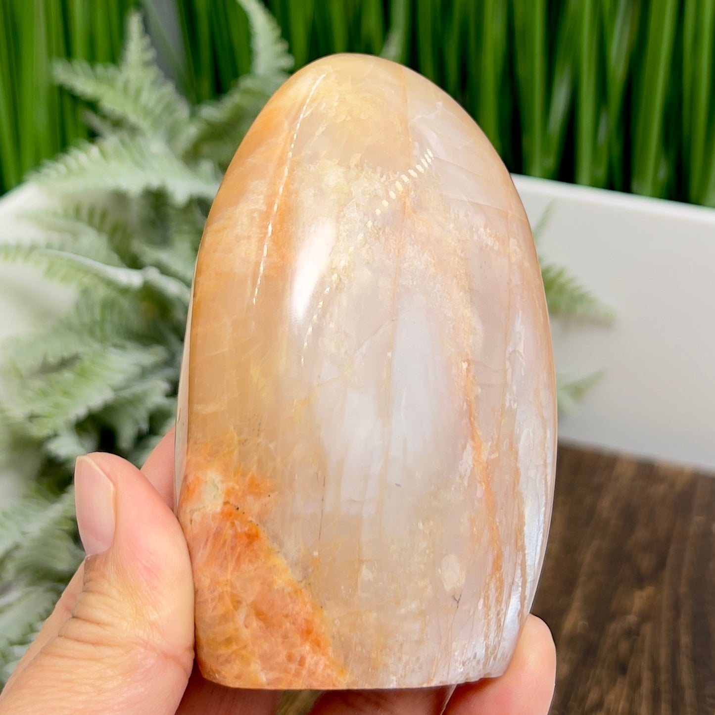 Moonstone Peach Free Form Healing Crystal Carving 322g