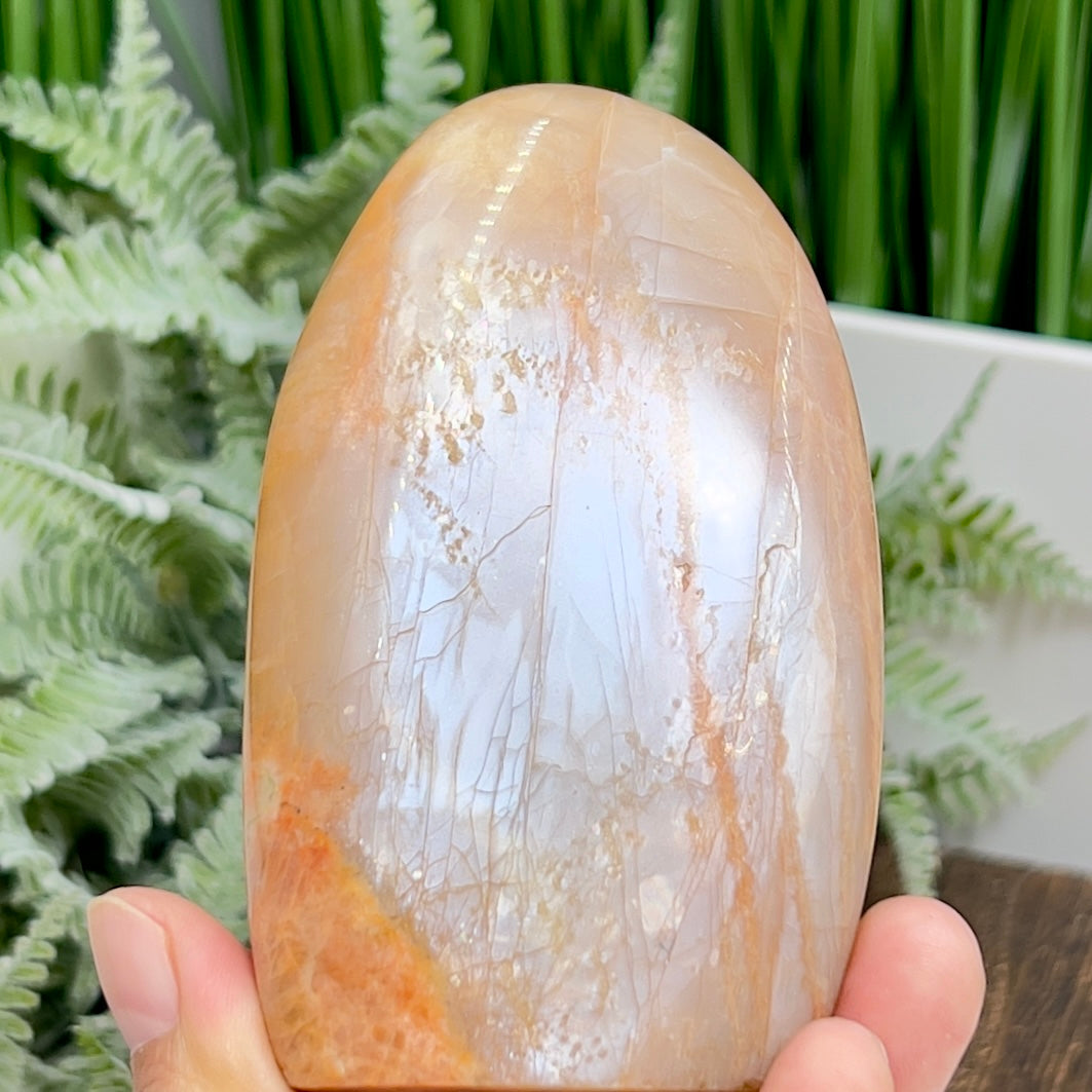 Moonstone Peach Free Form Healing Crystal Carving 322g