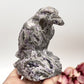 Purple Fluorite Sphalerite Raven Bird Healing Crystal Carving 773g